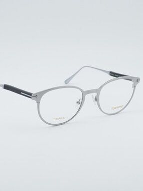 Tom Ford FT5482 018 Eyeglasses Rhodium/Black 50mm Oval Frame